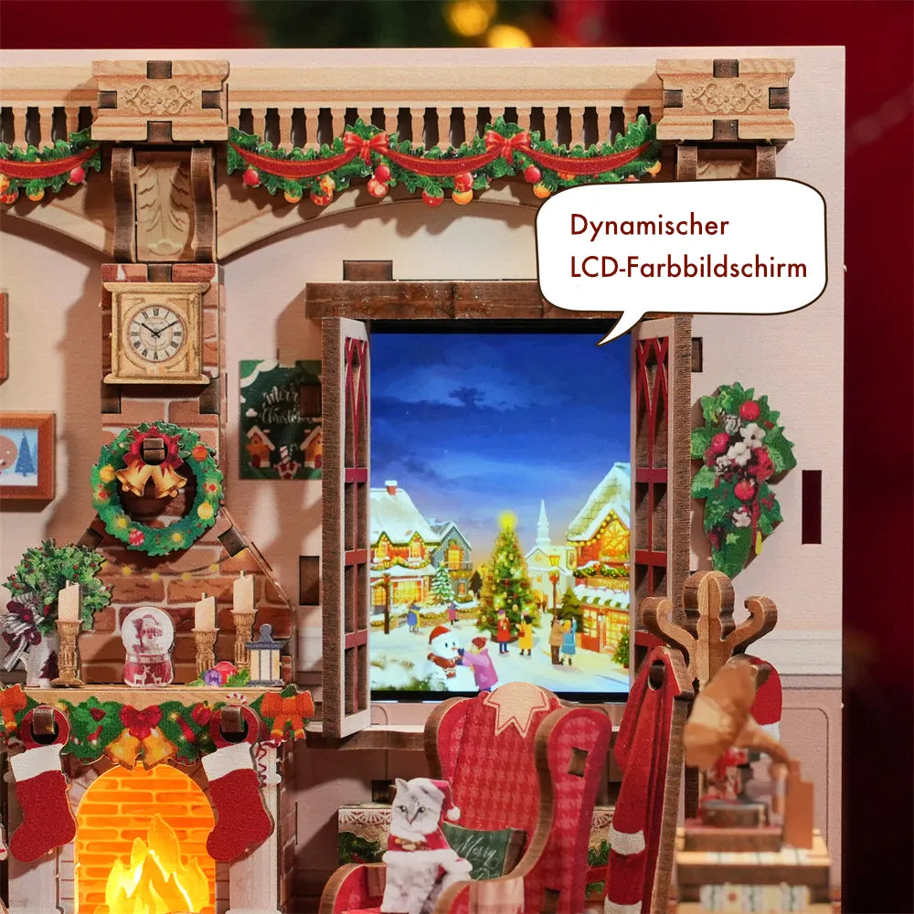 El kit de casa en miniatura de la cabaña navideña