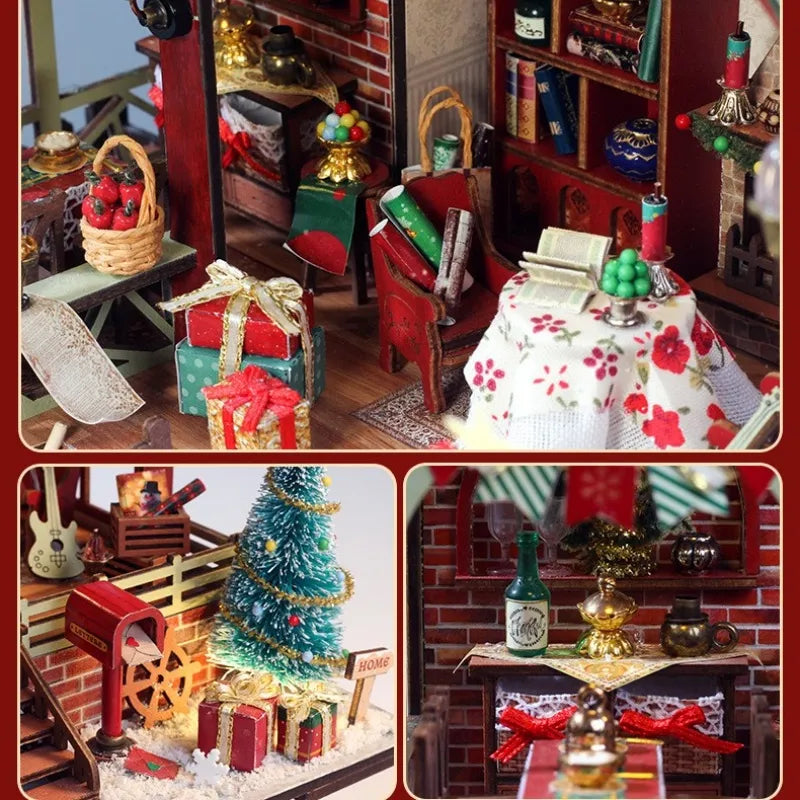 Kit de casa en miniatura Warm Christmas Lodge