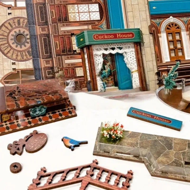Rompecabezas 3D de madera de la casa del cuckoo