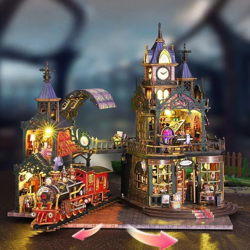 Kit de casa en miniatura Rail Track Secluded City