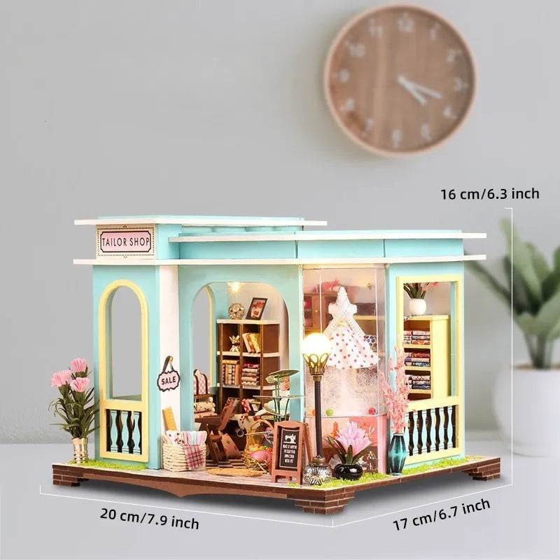 Kit de casa en miniatura de sastrería