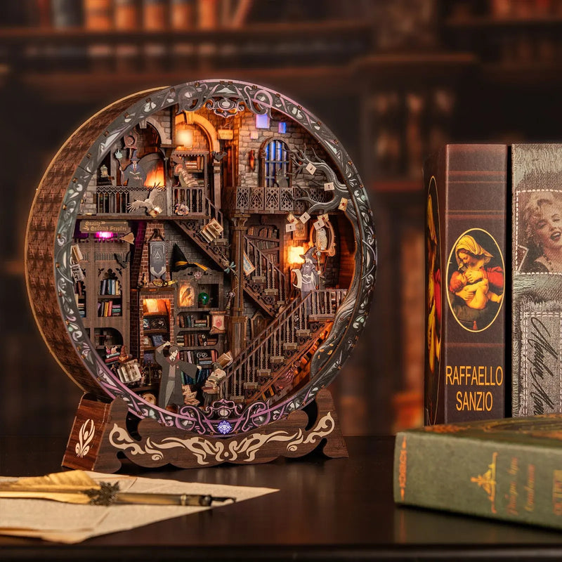 Kit de diorama con marco 3D redondo Magic Library, ronda 3