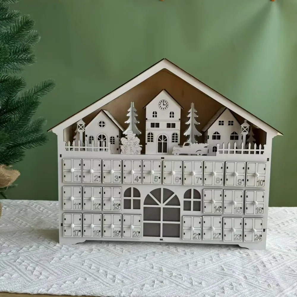 Calendario de Adviento de madera blanco