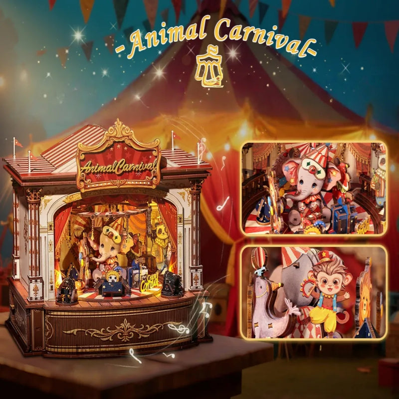 Caja de música de madera Carnaval de Animales